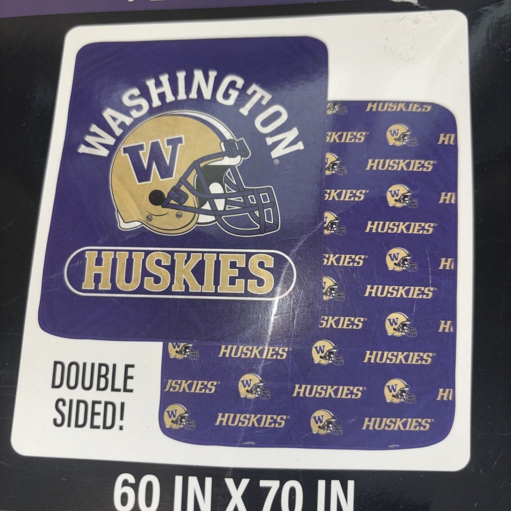 Washington Huskies Super Soft Plush Blanket 60"x70" Double Sided Football Colleg - Picture 3 of 5
